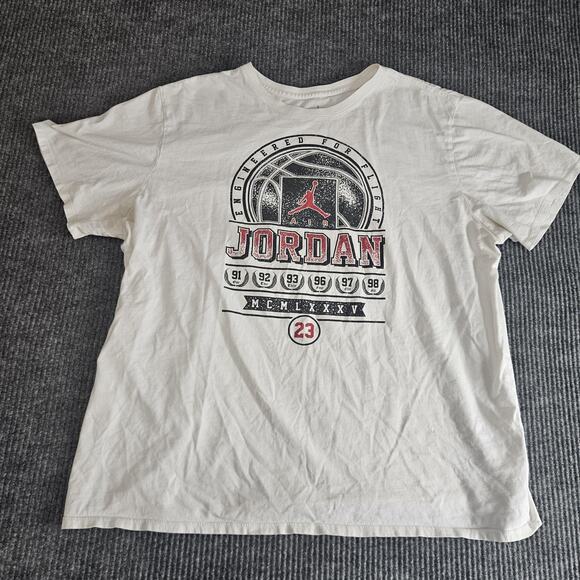 Jordan Shirt Mens 2XL White Air 23 Basketball Trophy Graphic Tee Michael NBA - Picture 1 of 13